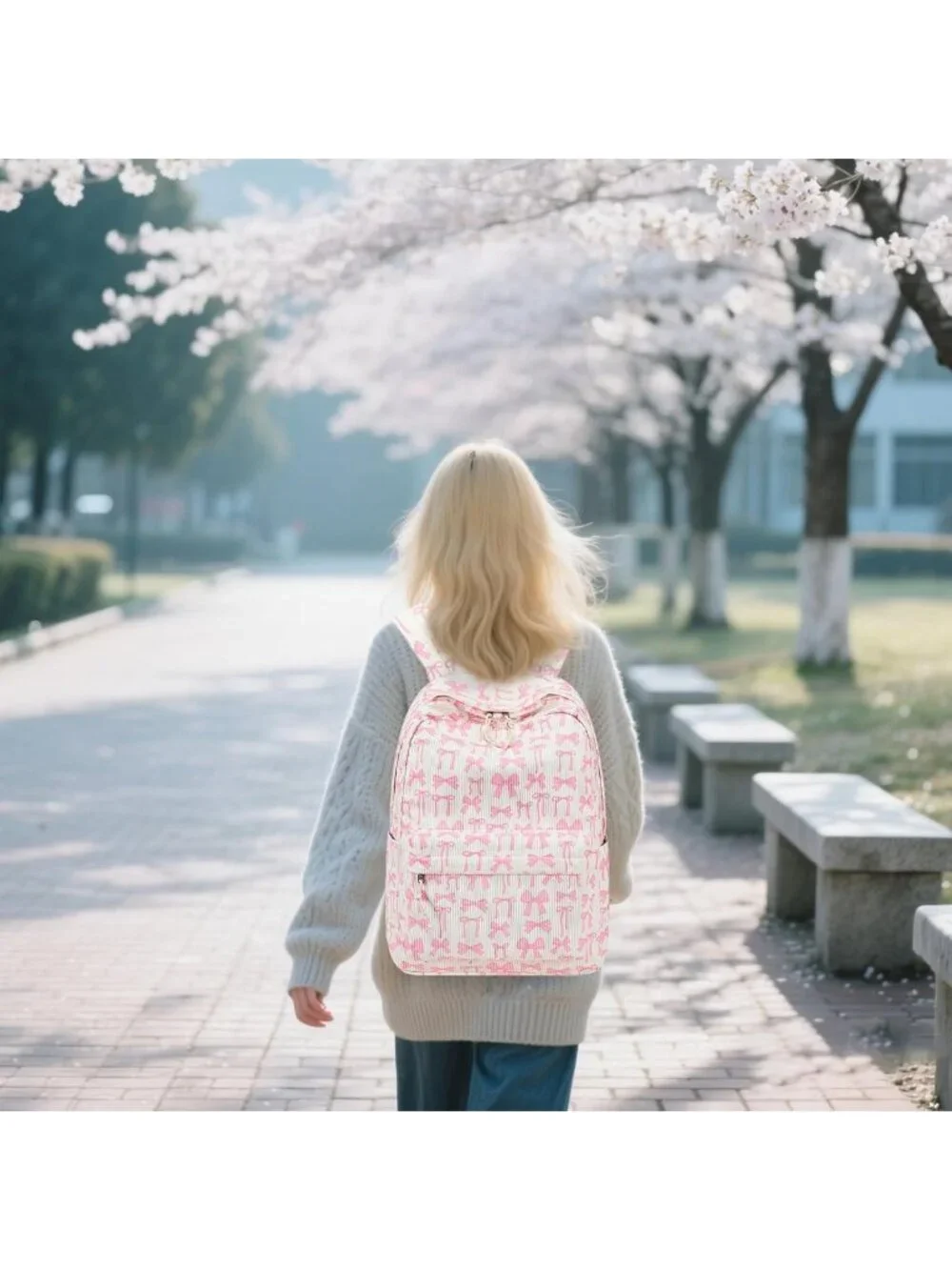 Trendy Corduroy School Backpack for Teens & Women | Stylish Laptop & Travel Bag